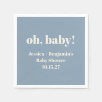 Moderne Cute Dusty Blue Baby shower Nom personnali