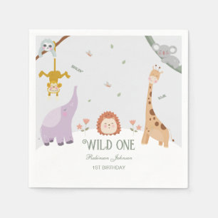 Serviette En Papier Moderne Cute Wild One Safari Animaux 1er Anniversa