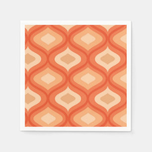 Serviette En Papier Moderne du milieu du siècle ogee orange et beige