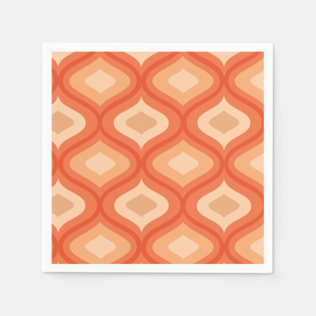 Serviette En Papier Moderne du milieu du siècle ogee orange et beige   (Devant)