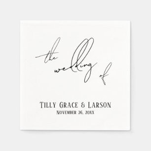 Serviette En Papier Moderne écriture manuscrite fine simple Le mariage
