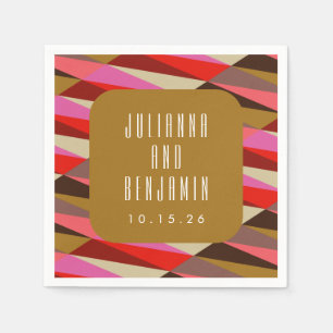 Serviette En Papier Moderne Elégant Art Déco Mariage géométrique perso