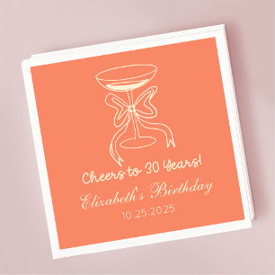 Serviette En Papier Moderne Elégant Cheers à 30 ans Anniversaire servi