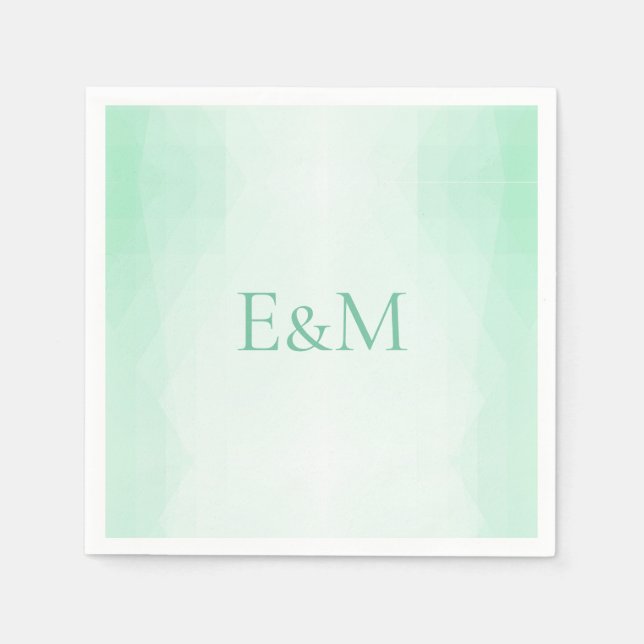 Serviette En Papier Moderne Élégant Modèle Vert Menthe Monogrammé (Devant)