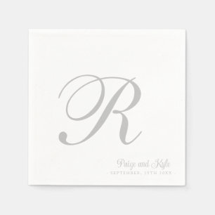 Serviette En Papier Moderne Elegant Nom Mariage initial