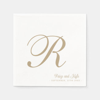 Serviette En Papier Moderne Elegant Nom Mariage initial