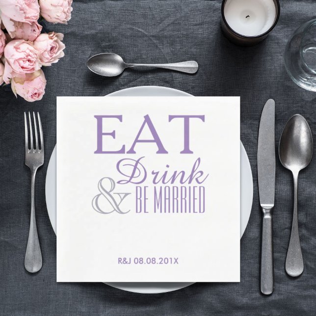 Serviette En Papier moderne élégant pastel lilac violet mariage (modern elegant pastel lilac purple wedding favor paper napkins)