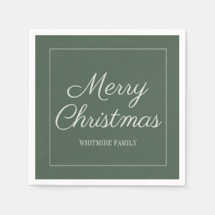 Serviette En Papier Moderne Élégant Vert Gris Joyeux Noël