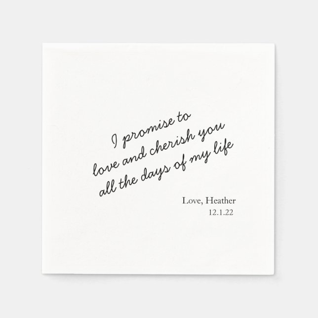 Serviette En Papier Moderne Élégant Vo Personnalisé Simple Mariage Ave (Devant)