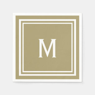 Serviette En Papier Moderne et élégant kaki tan monogramme