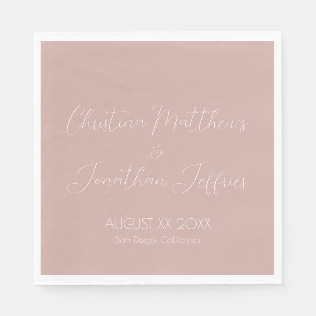 Serviette En Papier Moderne et élégant Mariage rose Dusty (Devant)