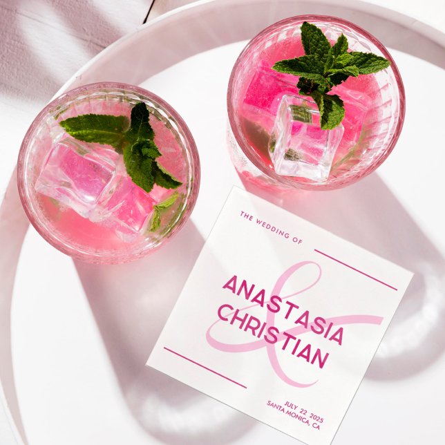 Serviette En Papier Moderne et Gras Mariage Magenta (Créateur téléchargé)