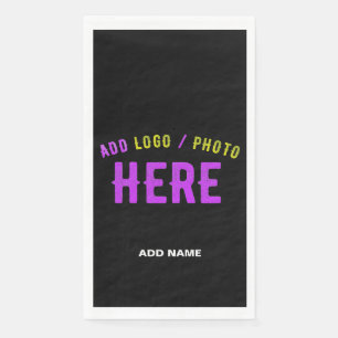 SERVIETTE EN PAPIER MODERNE ET MODERNE PERSONNALISABLE NOIR VÉRIFIÉ