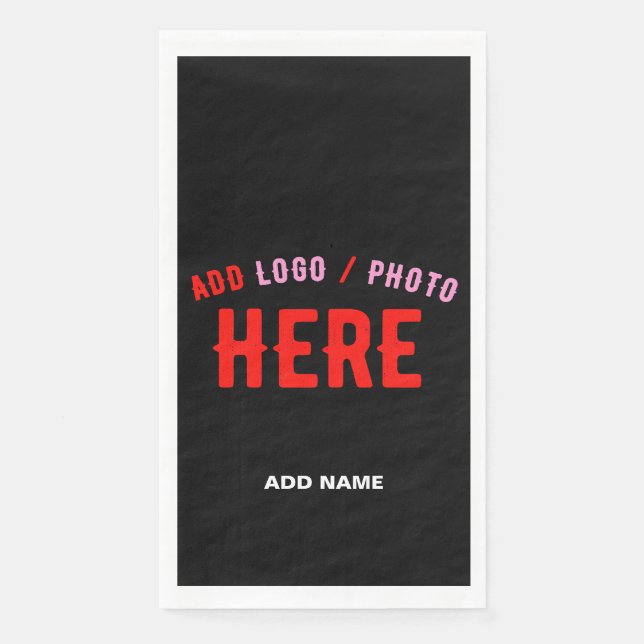 SERVIETTE EN PAPIER MODERNE ET MODERNE PERSONNALISABLE NOIR VÉRIFIÉ (Devant)