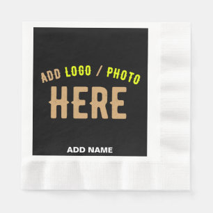 SERVIETTE EN PAPIER MODERNE ET MODERNE PERSONNALISABLE NOIR VÉRIFIÉ