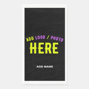 SERVIETTE EN PAPIER MODERNE ET MODERNE PERSONNALISABLE NOIR VÉRIFIÉ