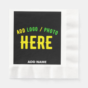 SERVIETTE EN PAPIER MODERNE ET MODERNE PERSONNALISABLE NOIR VÉRIFIÉ