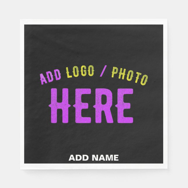 SERVIETTE EN PAPIER MODERNE ET MODERNE PERSONNALISABLE NOIR VÉRIFIÉ (Devant)