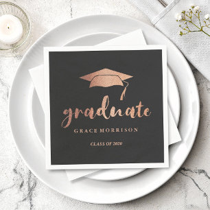 Serviette En Papier Moderne et tendance Rose Gold Personnalisé Graduat