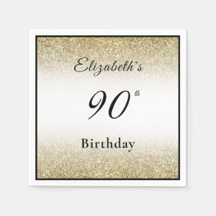 Serviette En Papier Moderne fête d'anniversaire sur mesure noir et or
