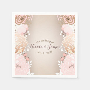 Serviette En Papier Moderne Fête de Mariage Florale Rose et Or Tout Év