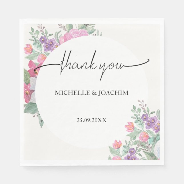Serviette En Papier Moderne Floral Boho Jardin Printemps Été (Devant)