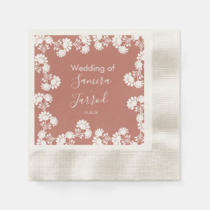 Serviette En Papier Moderne Floral Motif Nuetral Mariage