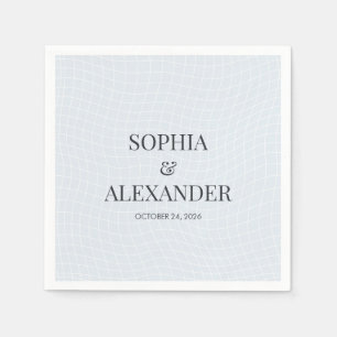 Serviette En Papier Moderne Glacial Blue & Grille Déformée