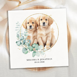 Serviette En Papier Moderne Golden Retriever Custom Pet Dog Mariage