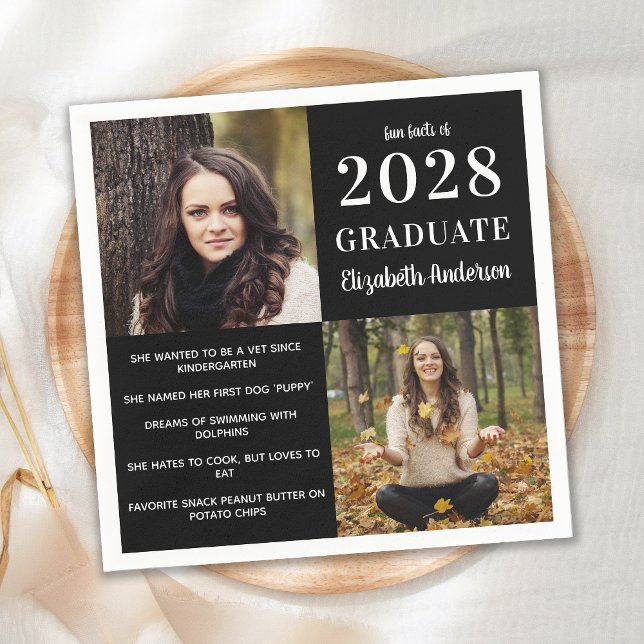 Serviette En Papier Moderne Graduate Fun Facts Graduation 2 Photo (Créateur téléchargé)