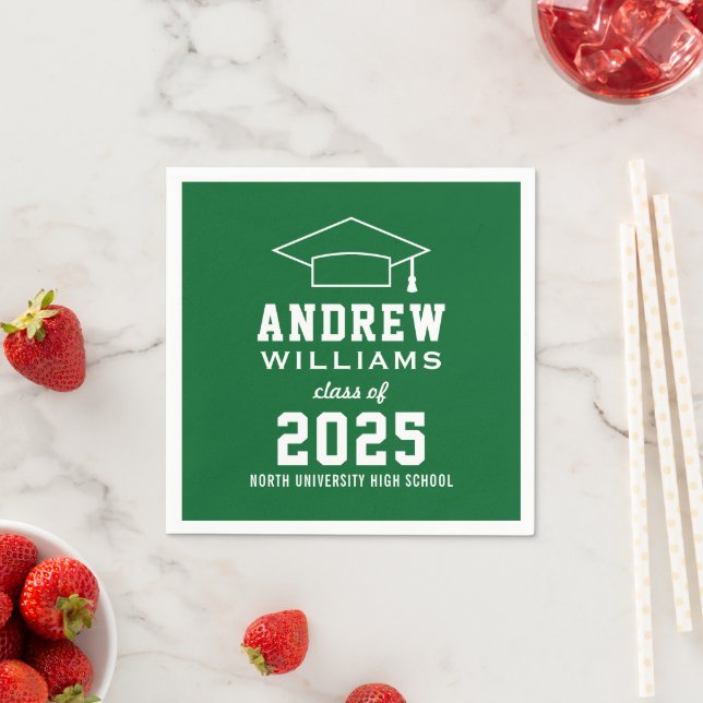 Serviette En Papier Moderne Green Custom 2025 Graduation Party (En situation)