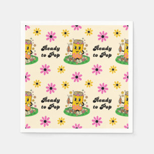 Serviette En Papier Moderne Groovy Daisy Rose Jaune Elle est prête à é