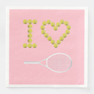 Serviette En Papier Moderne I Love Tennis Rose
