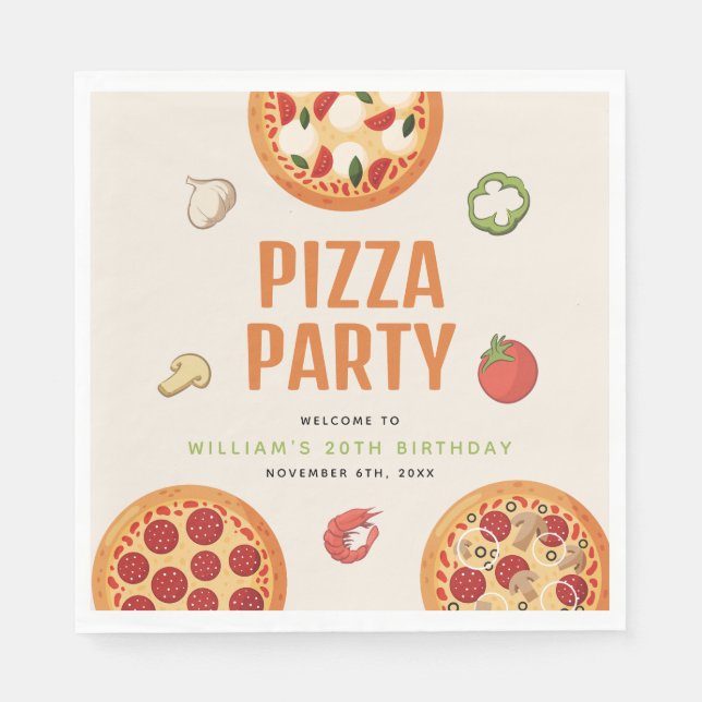 Serviette En Papier Moderne & Italien Toutes Occasions Pizza Party (Devant)