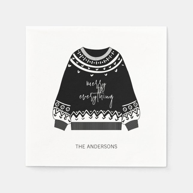 Serviette En Papier Moderne Joyeux Tout Jeu de Noël (Devant)