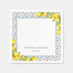Serviette En Papier Moderne Mariage méditerranéen citron