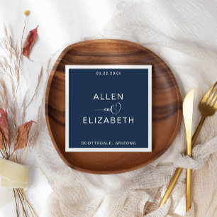 Serviette En Papier Moderne Marine Bleu élégant Mariage personnalisé