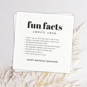 Serviette En Papier Moderne Minimal Fun Facts Anniversaire Année