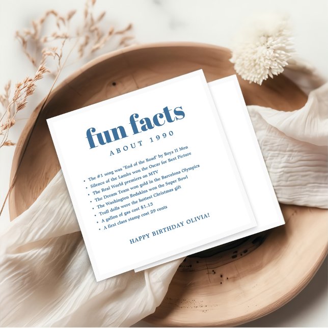 Serviette En Papier Moderne Minimal Fun Facts Anniversaire Année (Créateur téléchargé)