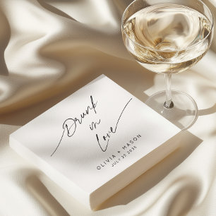 Serviette En Papier Moderne minimal ivre dans l'amour Mariage lunatiqu