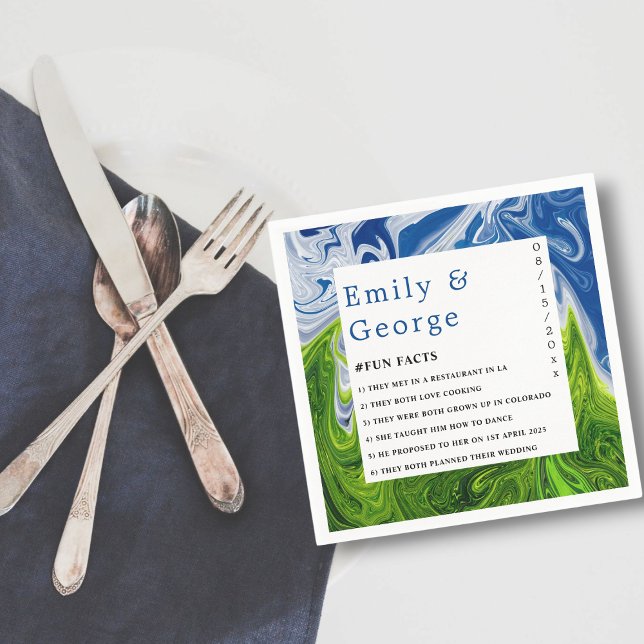 Serviette En Papier Moderne minimal Vert Bleu Nature Mariage Abstrait (Créateur téléchargé)