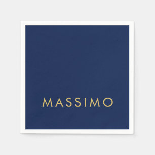 Serviette En Papier Moderne Minimaliste Bleu Or Professionnel Tendance