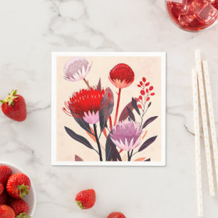 Serviette En Papier Moderne Minimaliste Bohème Floral Botanique