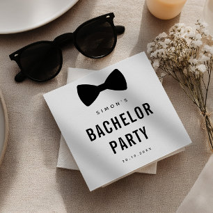 Serviette En Papier Moderne minimaliste Gros Gras Black Bachelor Party