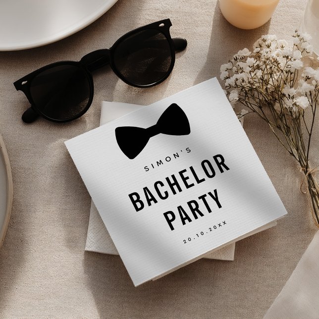 Serviette En Papier Moderne minimaliste Gros Gras Black Bachelor Party (Modern Minimalist Big Bold Black Bachelor Party Napkins)