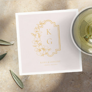Serviette En Papier Moderne Minimaliste   Mariage Monogramme