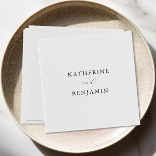 Serviette En Papier Moderne minimaliste Mariage noir et blanc