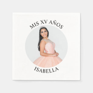 Serviette En Papier Moderne minimaliste Mis XV Años photo ronde