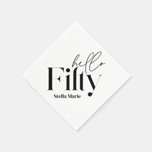 Serviette En Papier Moderne minimaliste noir blanc simple 50e annivers