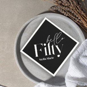 Serviette En Papier Moderne minimaliste noir blanc simple 50e annivers